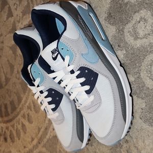 Nike Air Max 90 Pure Platinum Grey Warm Blue White Sneakers 13